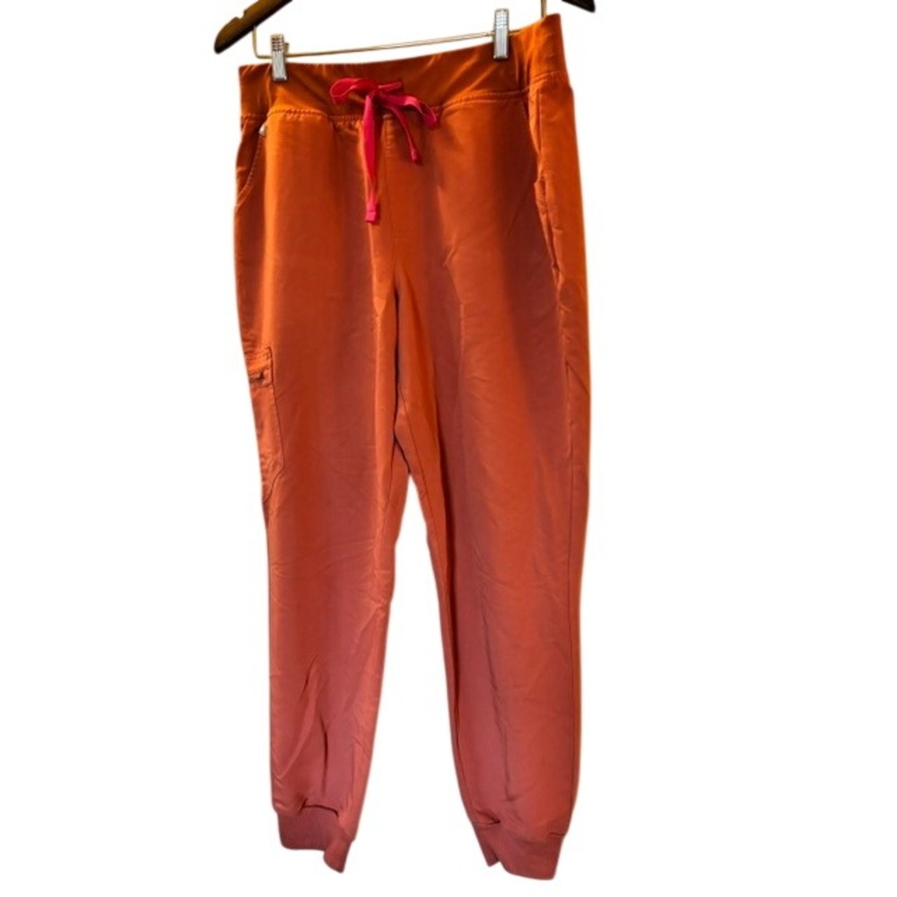 FIGS Zamora High Waisted Jogger Scrub Pants Terracotta & Pink Drawstring Large
